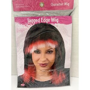 Fun World Jagged Edge Character Wig Black Red White Adult Costume Accessory